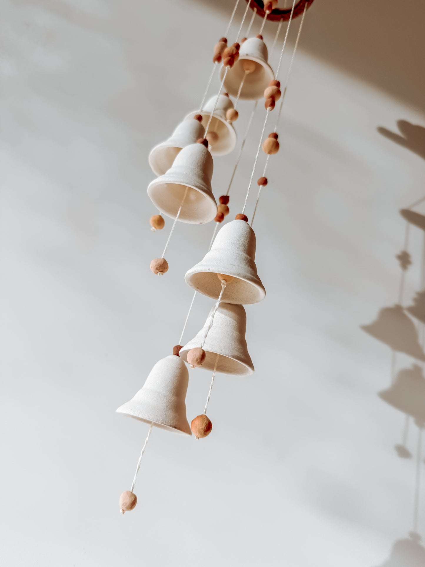 Keramieken windgong klein - vintage handgemaakte hanger - 54cm