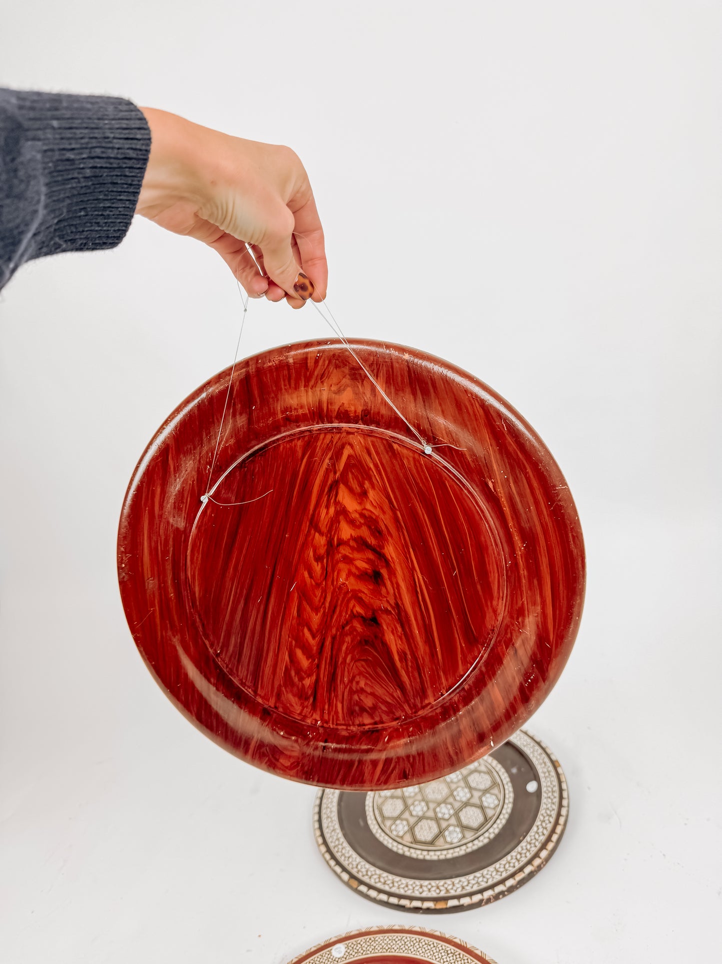 Set of 2 wooden wall plates / wooden wall art