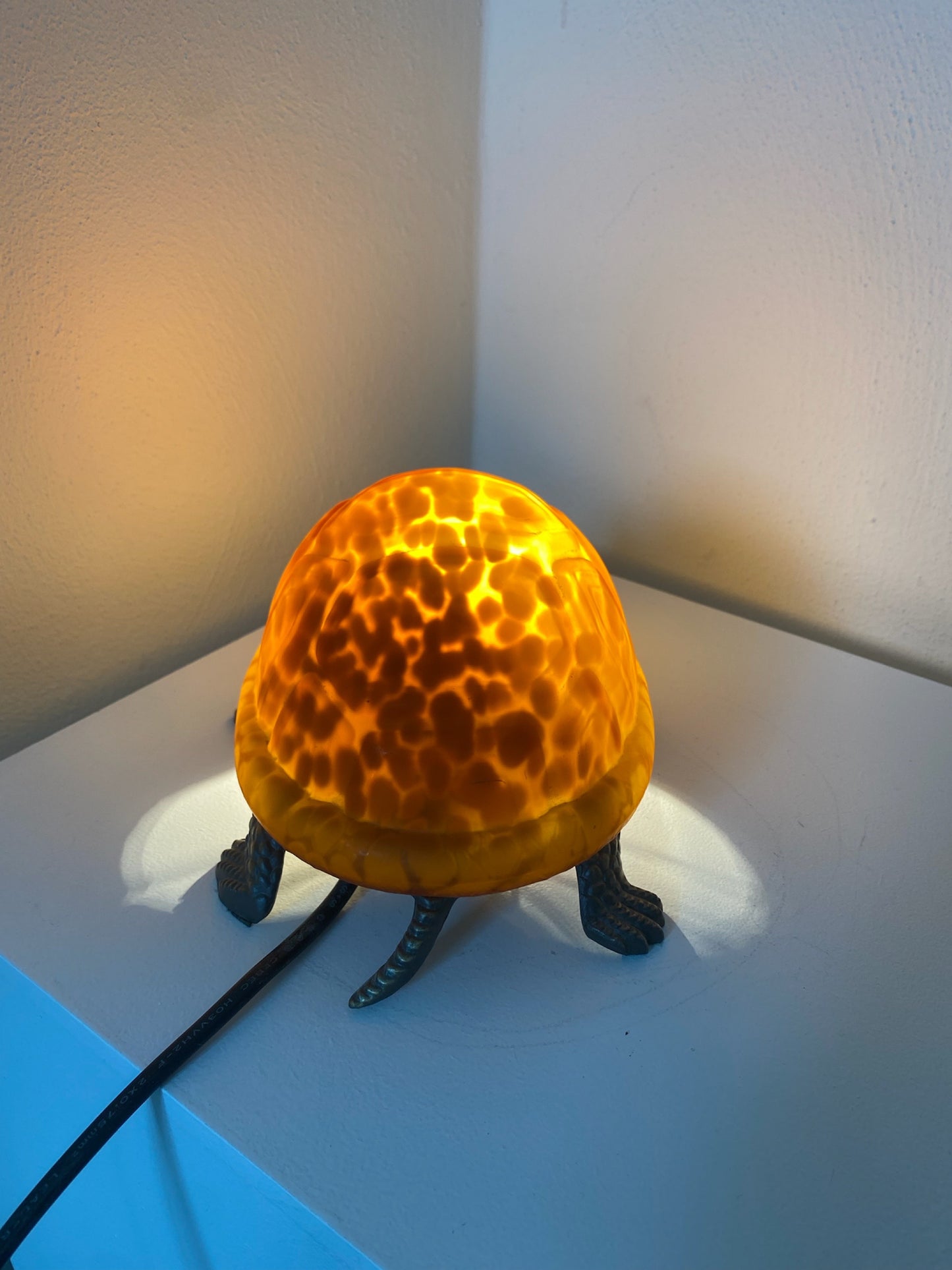 Vintage pate de verre turtle lamp