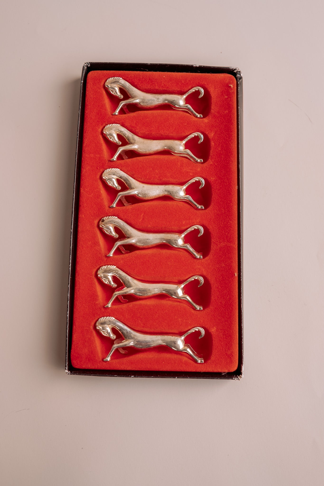 Set of 6 silver horse knife rests