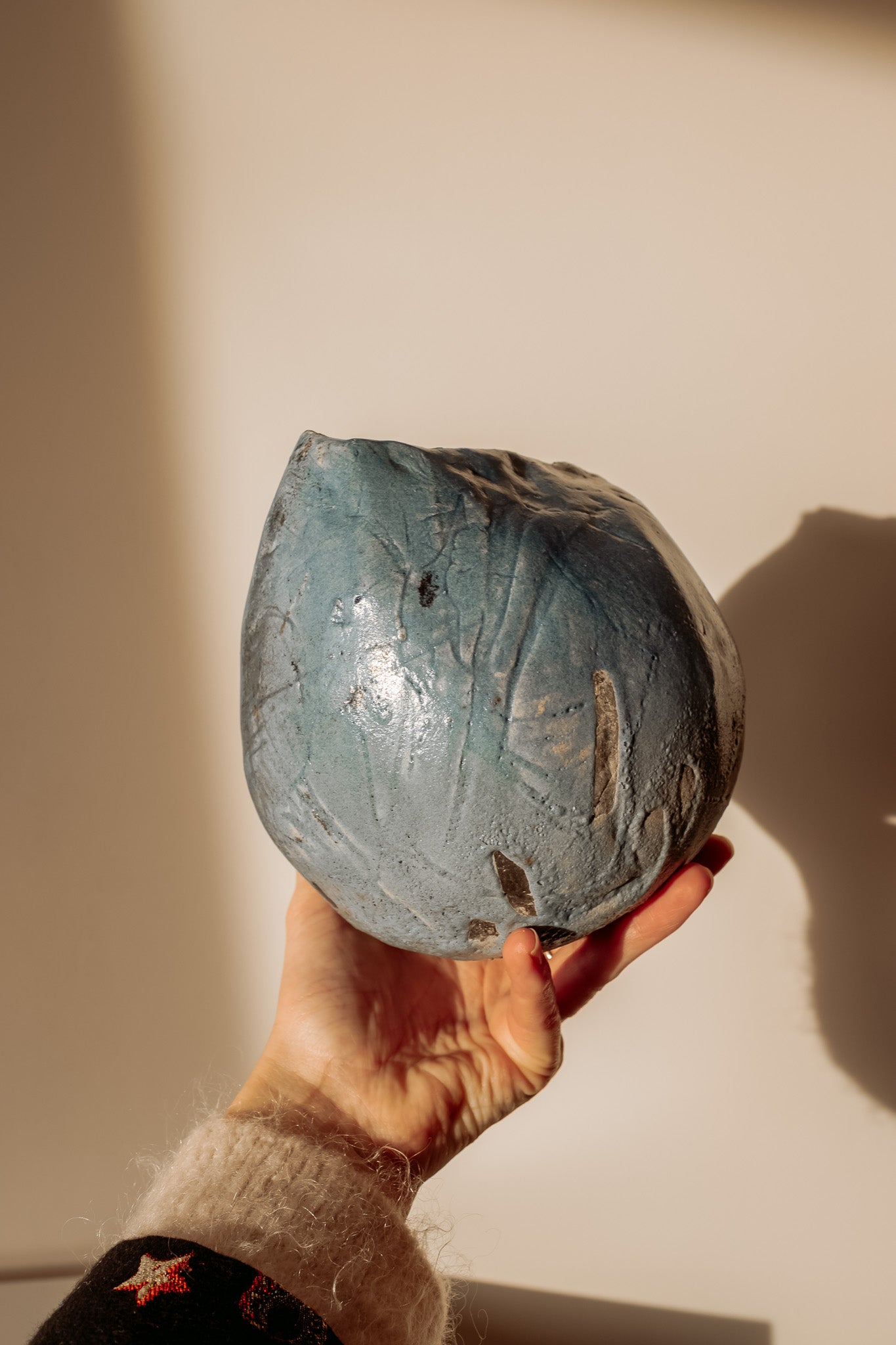 Set of 2 vintage blue ceramic vases