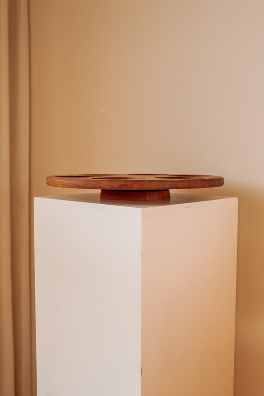Teakhouten "Lazy Susan" draaibaar borrelplateau
