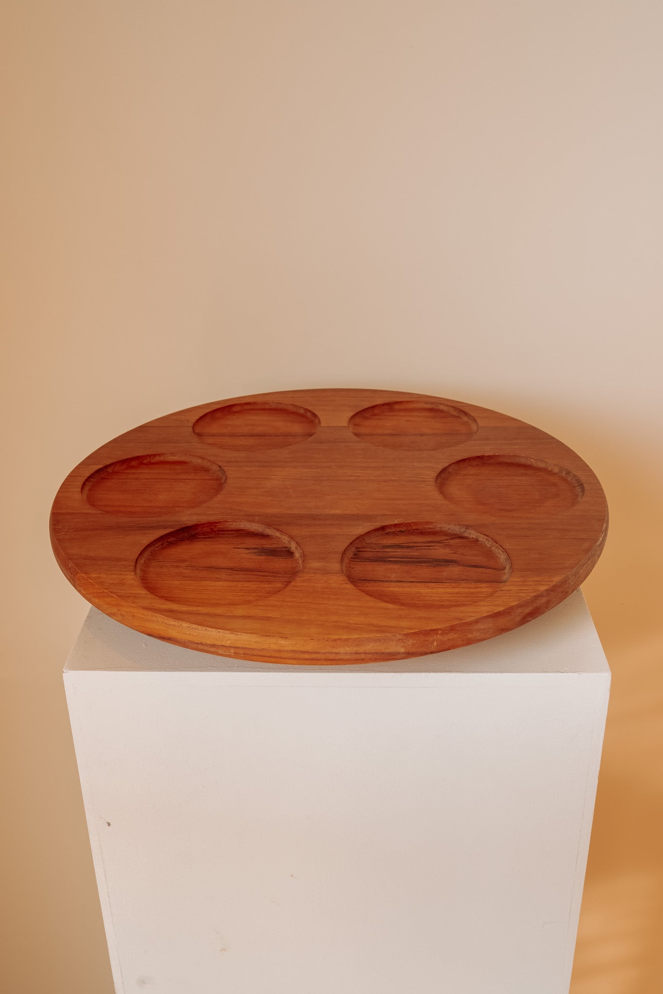 Teakhouten "Lazy Susan" draaibaar borrelplateau