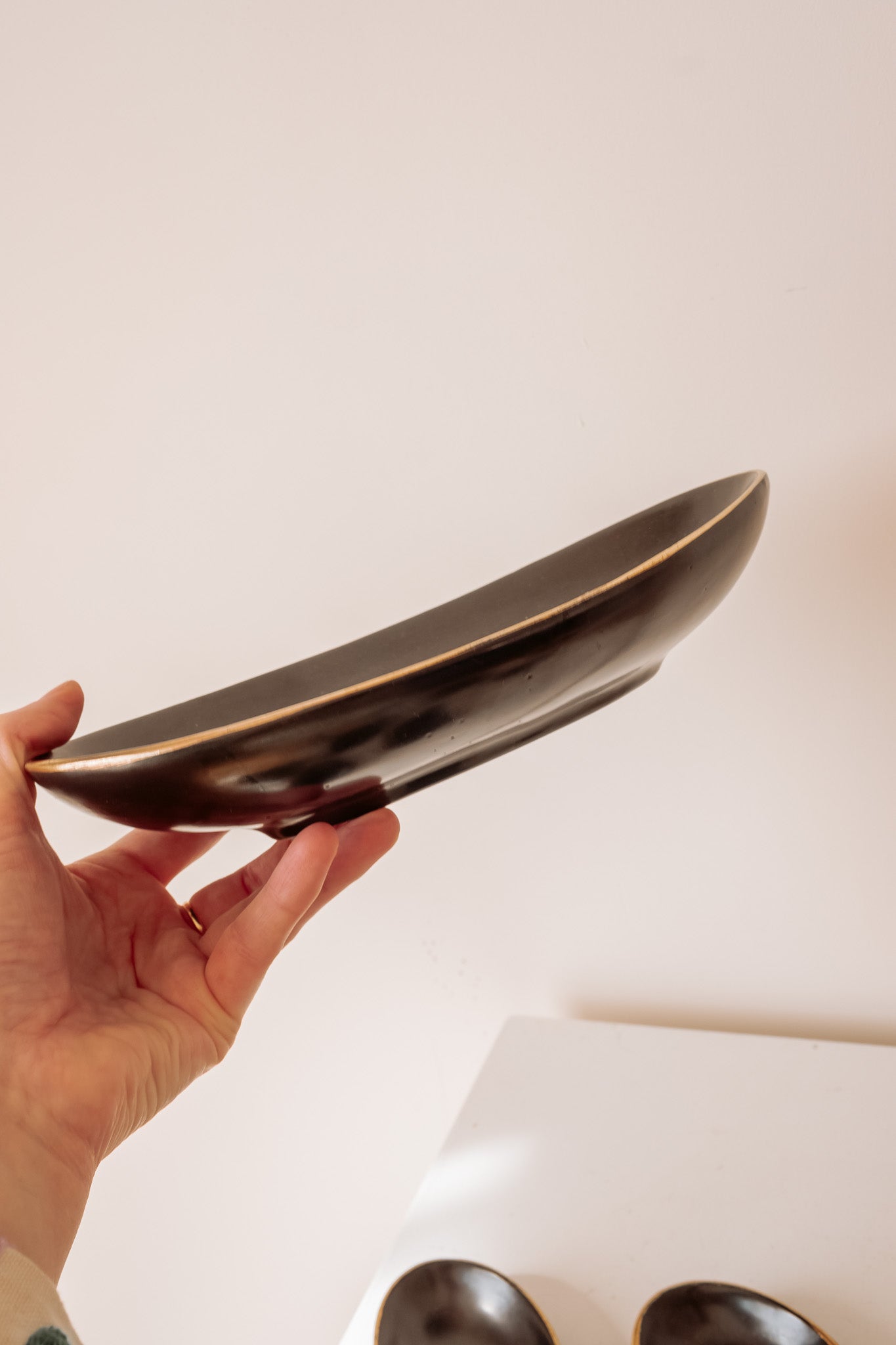 Keramieken schaaltjes-set met goudkleurige rand