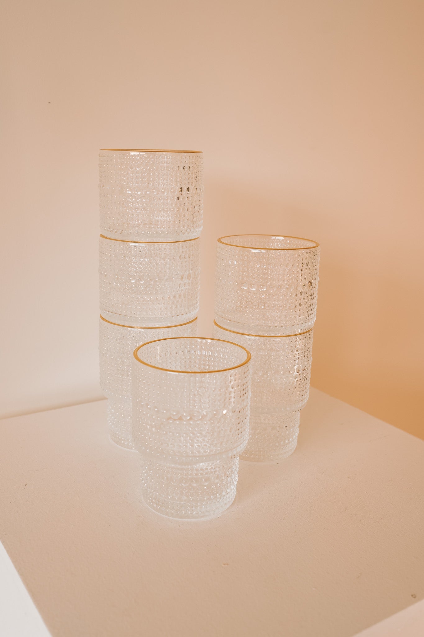 Vintage bubbelglas waterglazen - set van 6