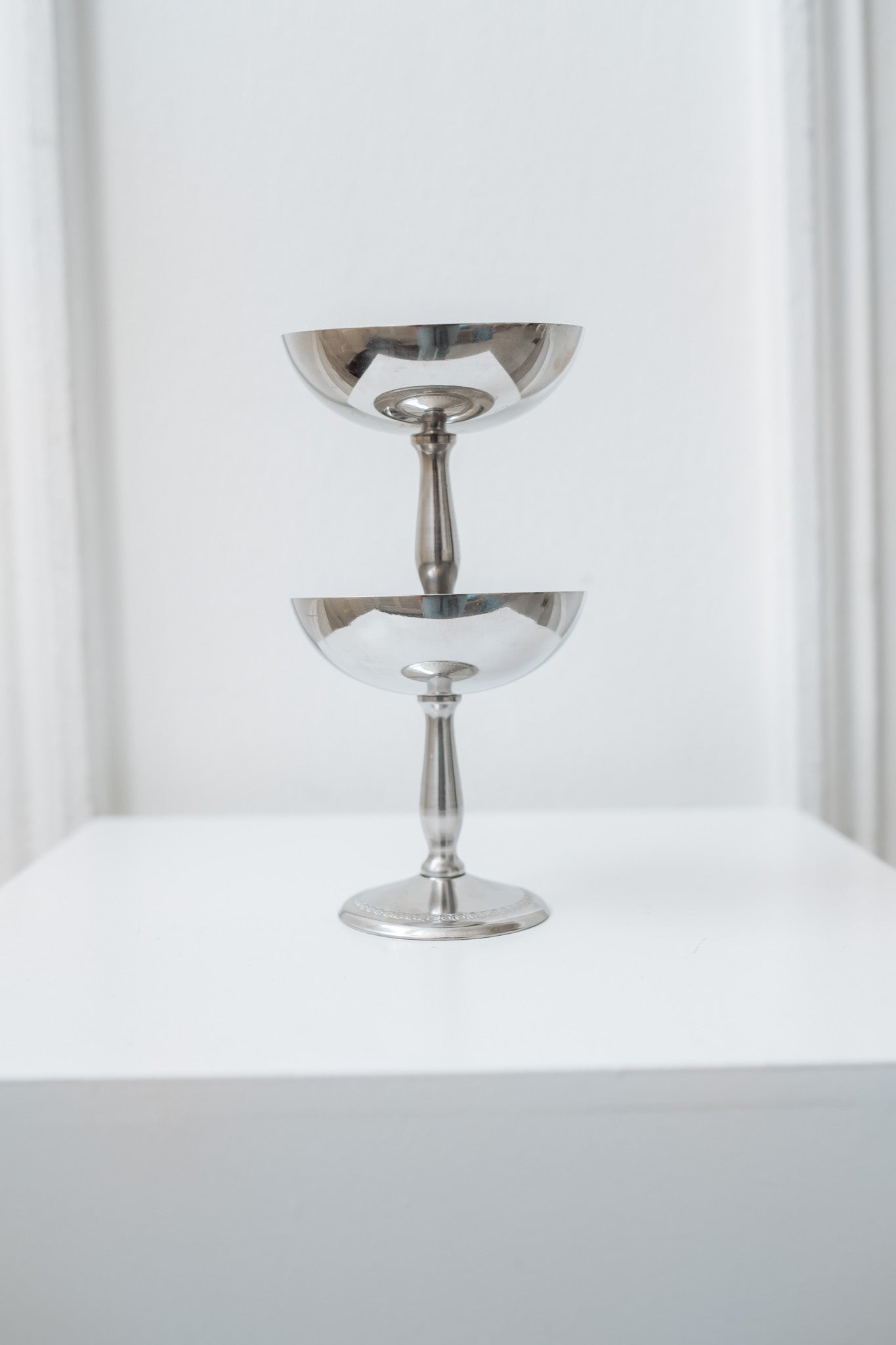 Set of 2 vintage Italian stainless steel coupes