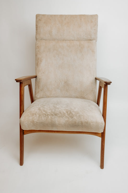Vintage teakhouten fauteuil, jaren 60 - Beige bekleding