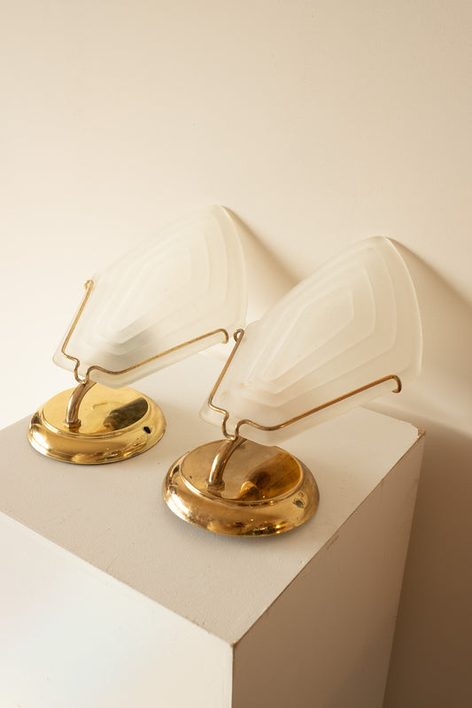 Set van 2 Art Deco stijl vintage glazen wandlampen