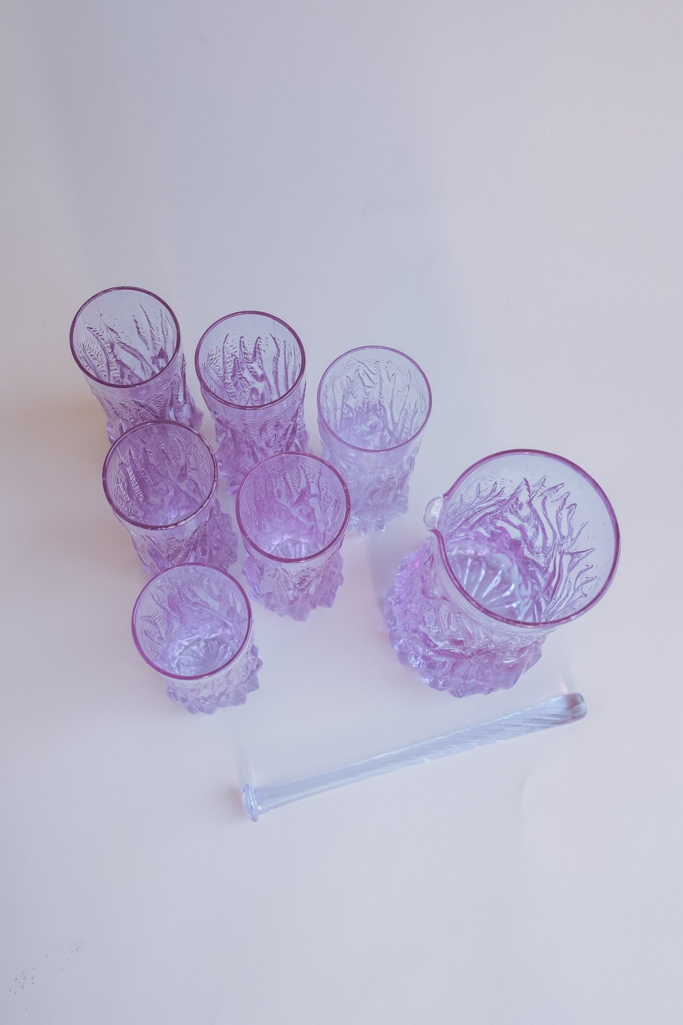 Italian purple cocktail glass set 70s