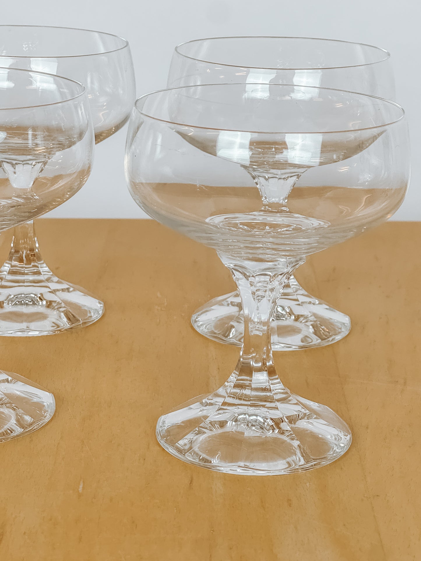 Set van 4 kristallen champagne coupes