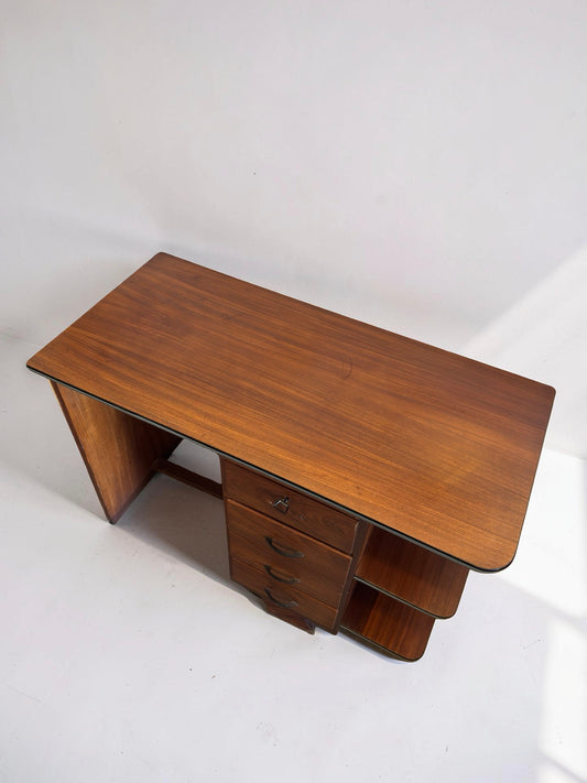 Vintage Art Deco bureau met lades en planken