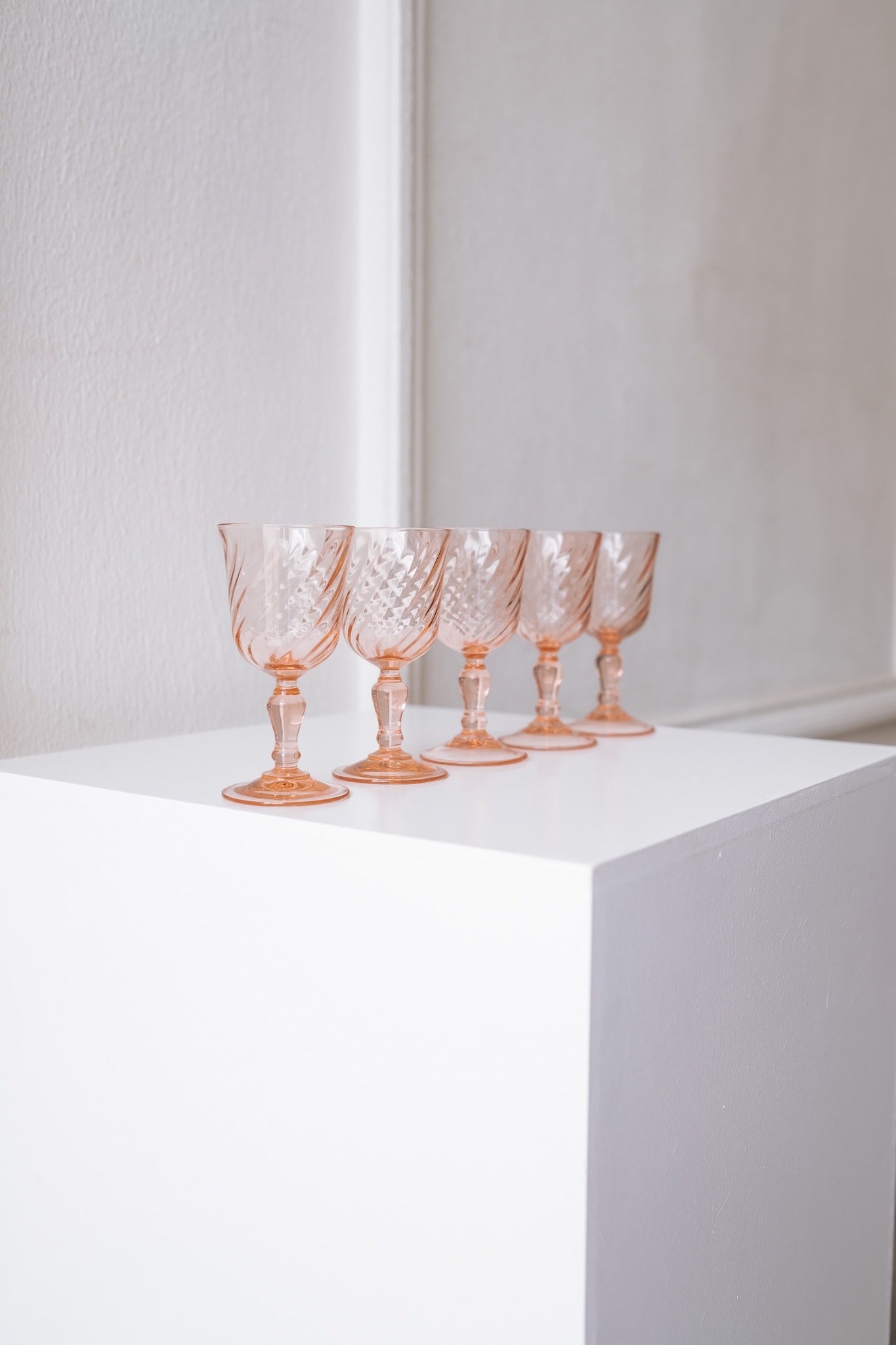 5 Rosaline pink swirl shot glasses