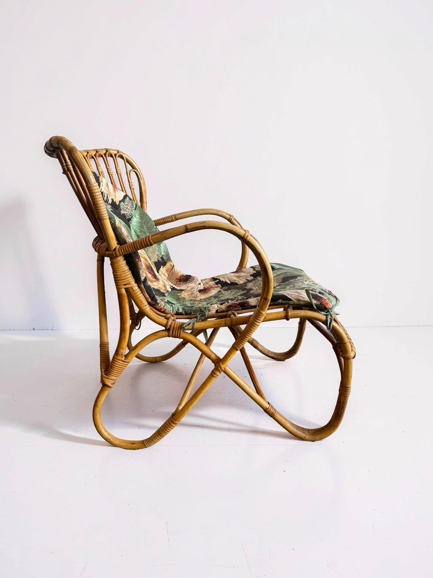 Rotan lounge stoel van Dirk van Sliedregt voor Rohé, jaren 60