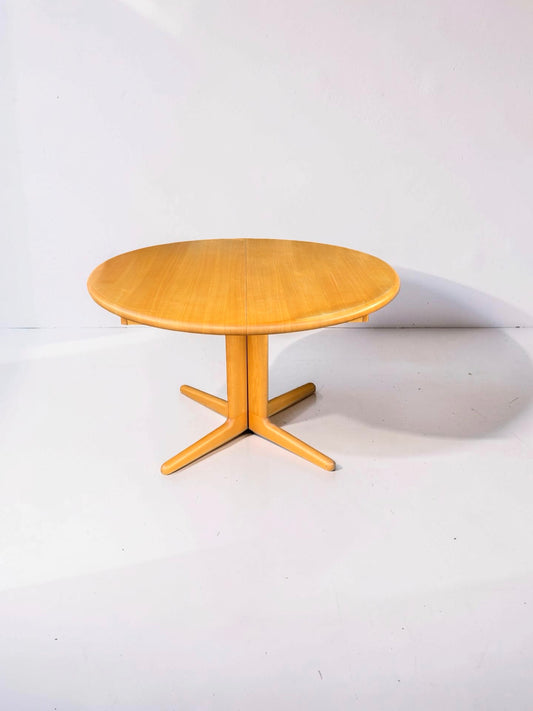 Vintage Deense uitschuifbare ronde eettafel