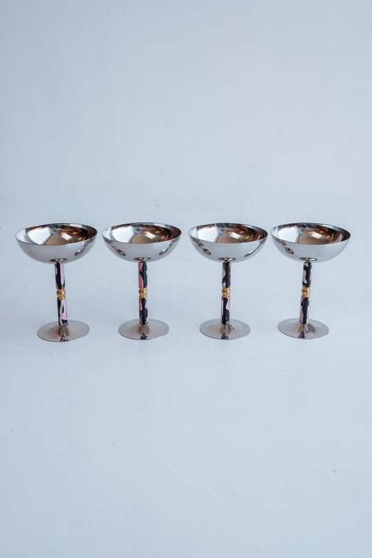 Set of 2 vintage Italian stainless steel coupes