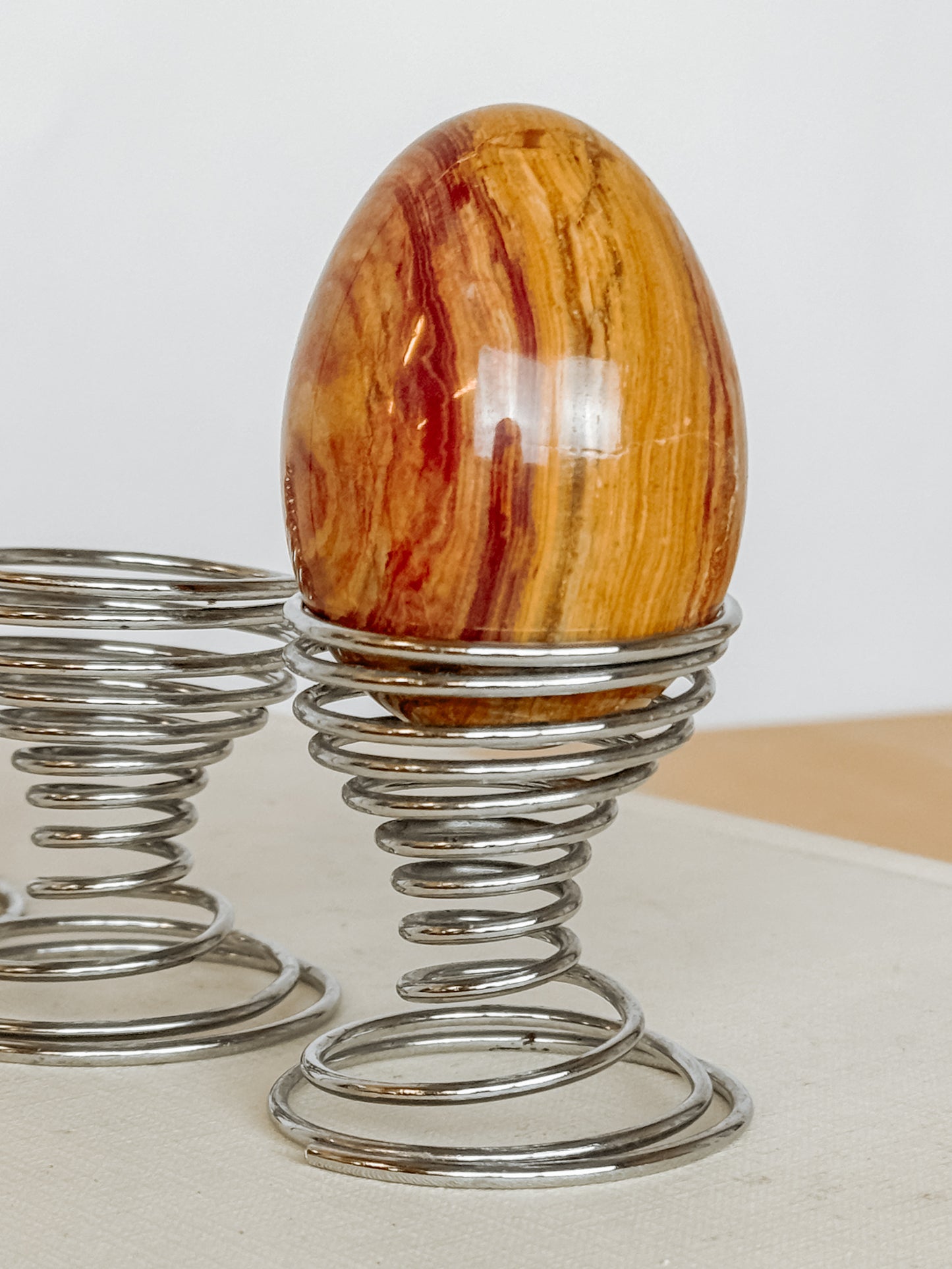 Vintage zilverkleurige spiraal eierdopjes, set van 4 (2 sets beschikbaar)