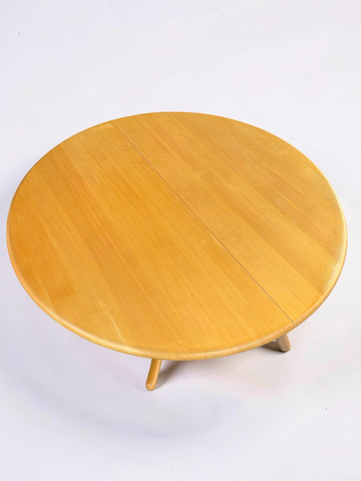 Vintage Deense uitschuifbare ronde eettafel