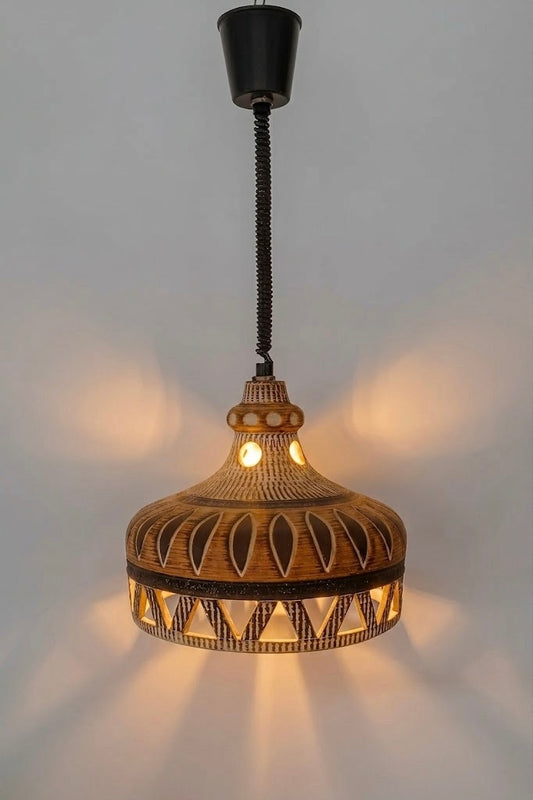 Vintage aardewerk hanglamp uit Denemarken, jaren 70