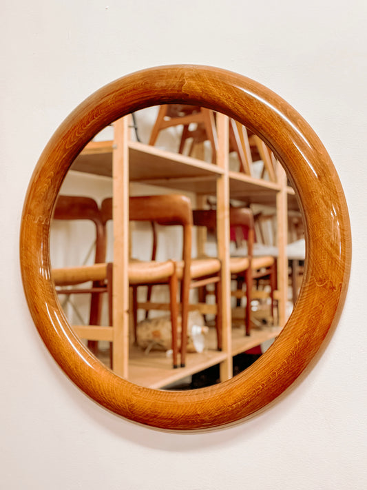 Deense ronde houten spiegel