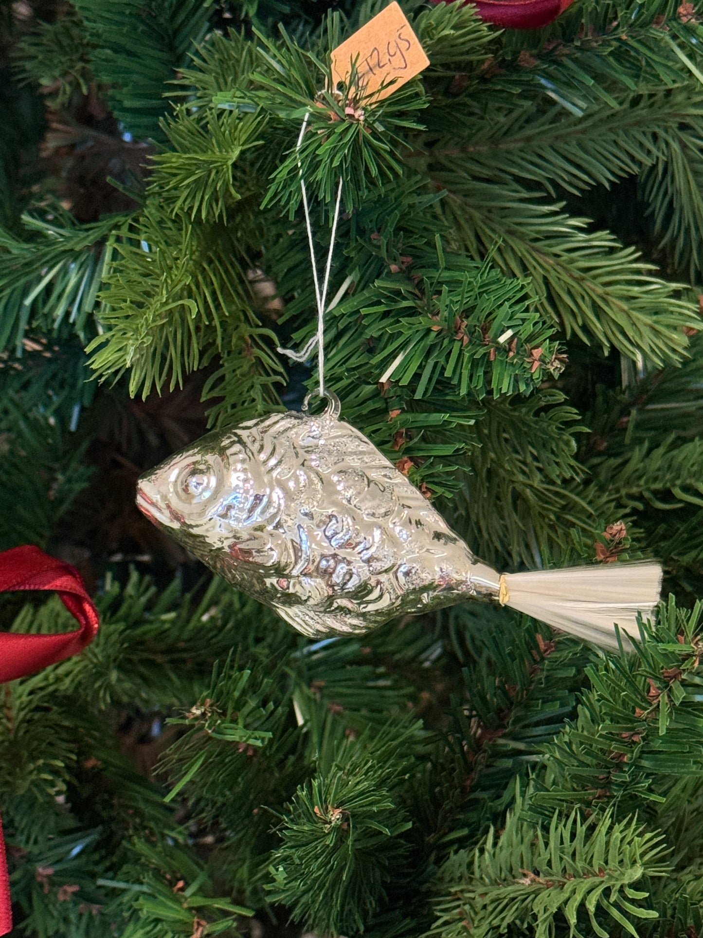 Vintage glazen vis kerstornament