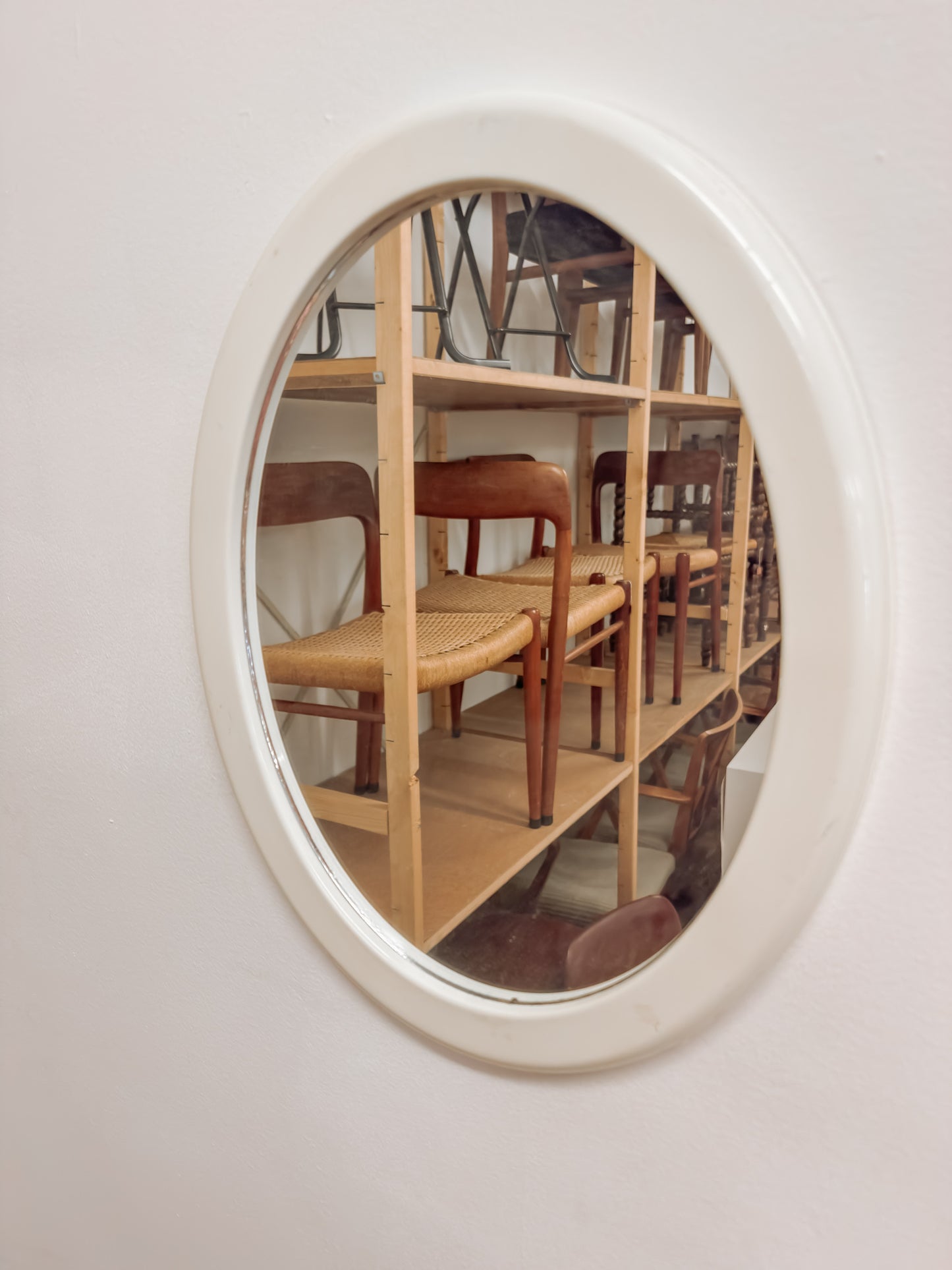 Ovale kunststof witte spiegel