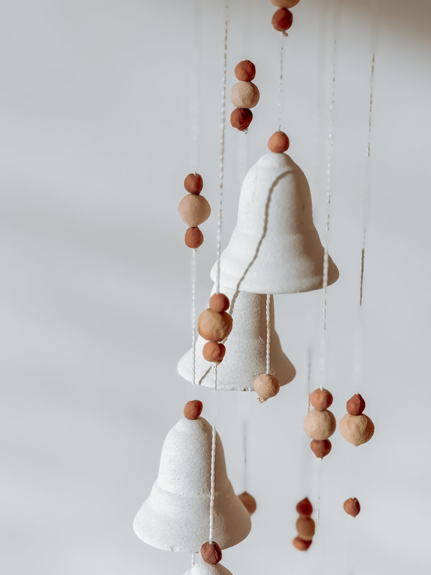 Keramieken windgong klein - vintage handgemaakte hanger - 54cm