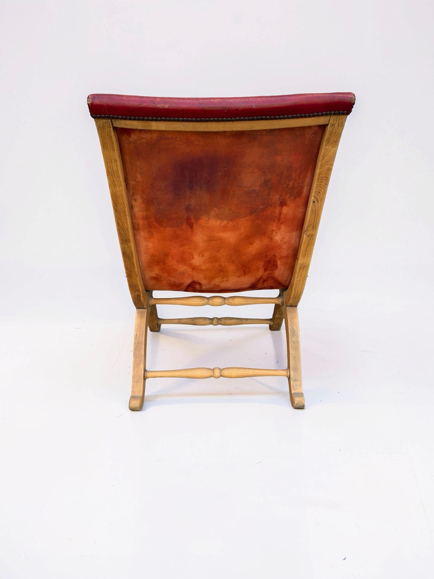 Slipper chair van rood leer van Pierre Lottier voor Valenti