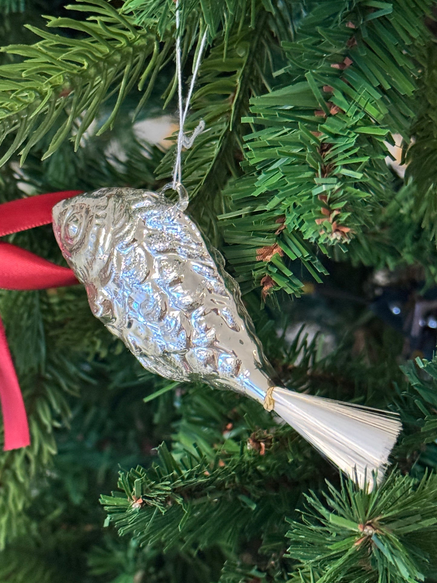 Vintage glazen vis kerstornament