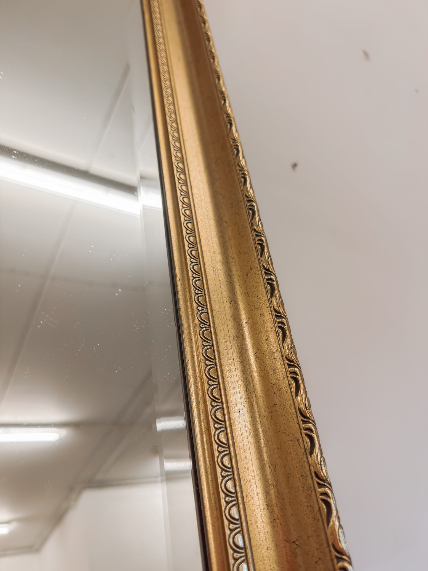 Vintage XL facet geslepen spiegel met gouden lijst