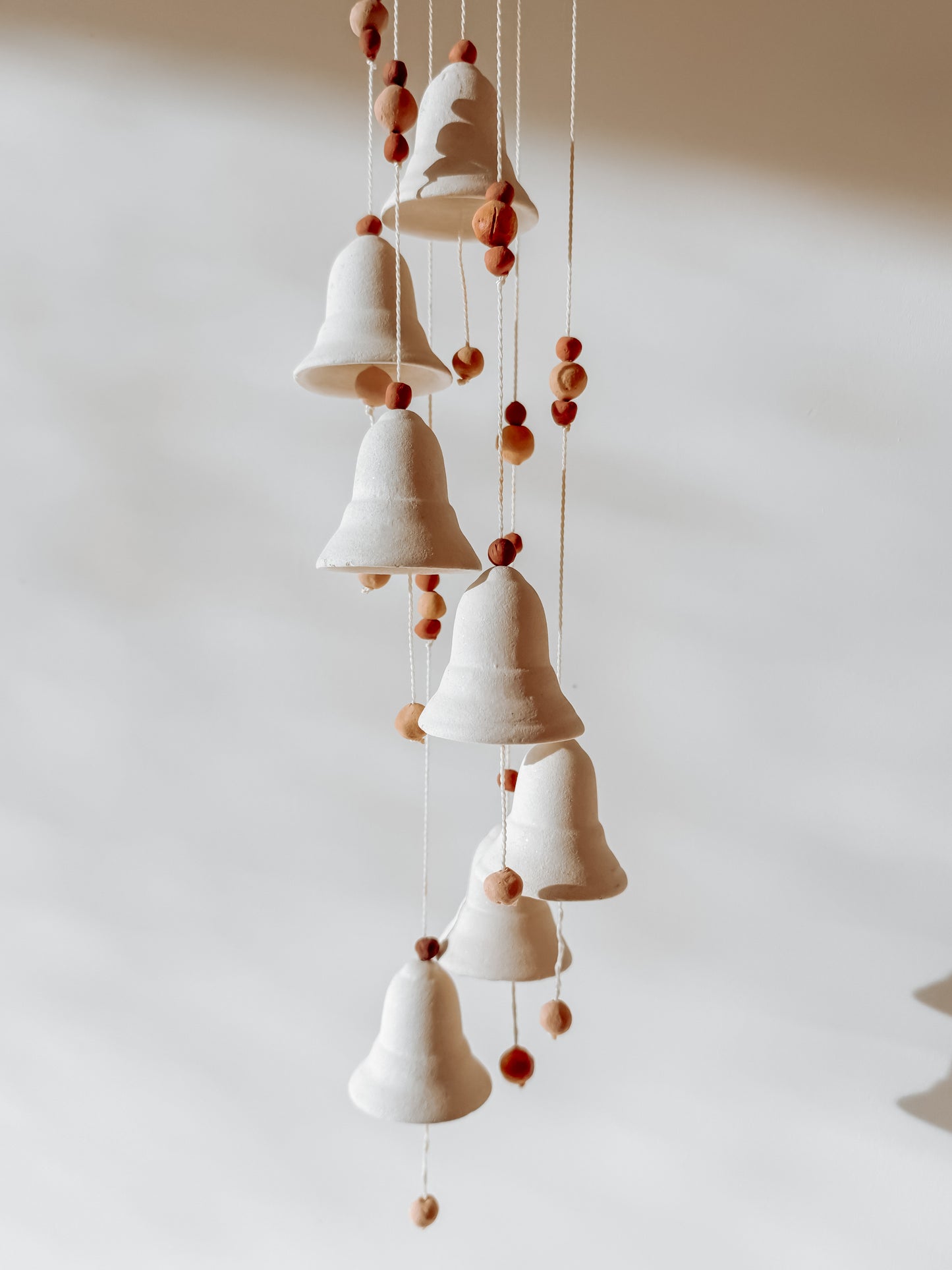 Keramieken windgong klein - vintage handgemaakte hanger - 54cm