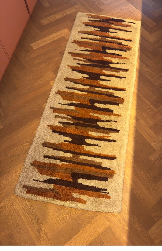 100% Wollen vintage vloerkleed, jaren 70 (200x70cm)