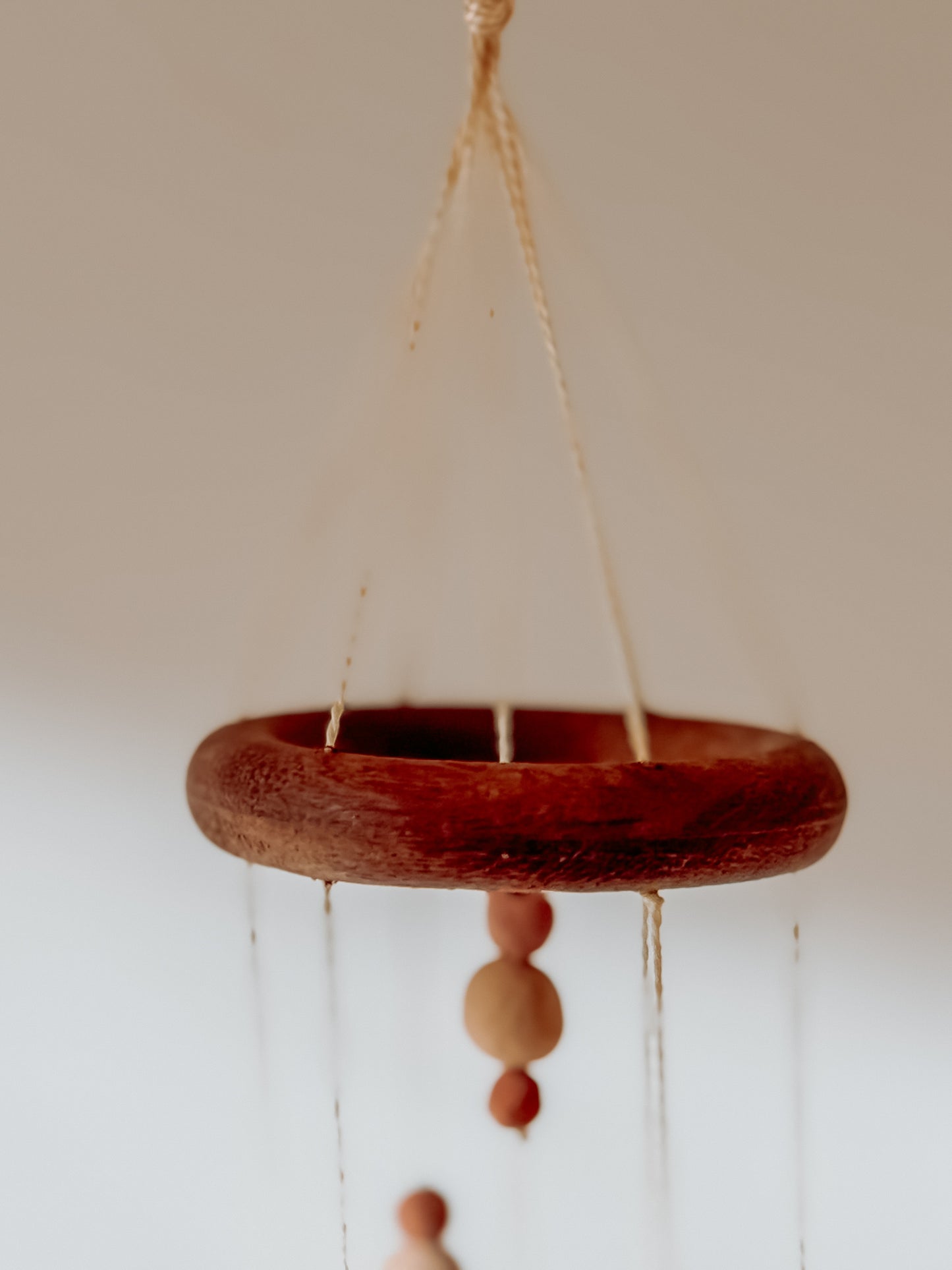 Keramieken windgong klein - vintage handgemaakte hanger - 54cm