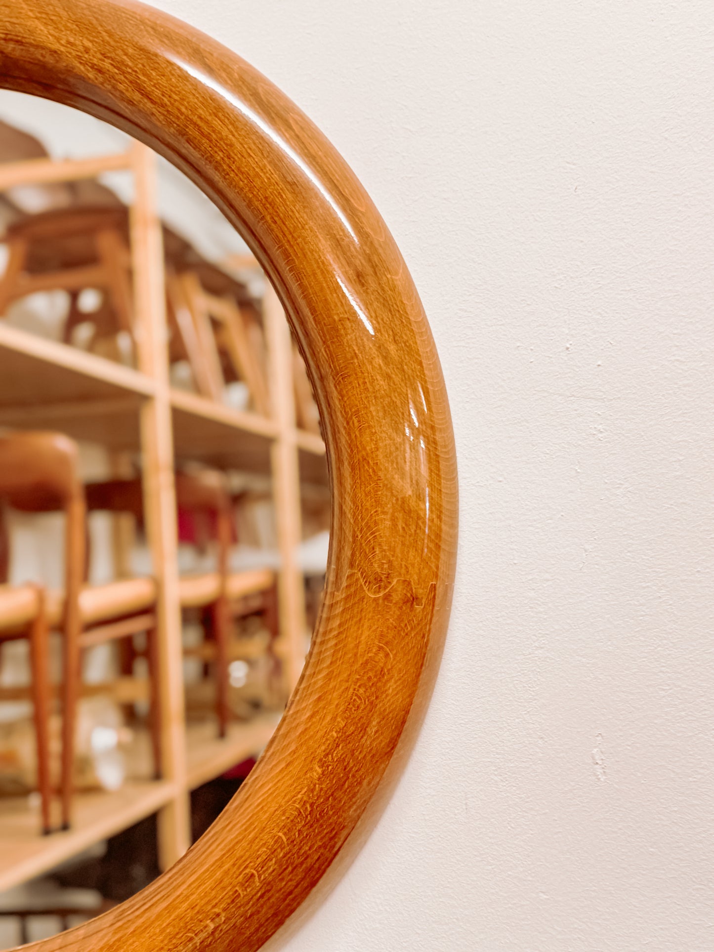 Deense ronde houten spiegel