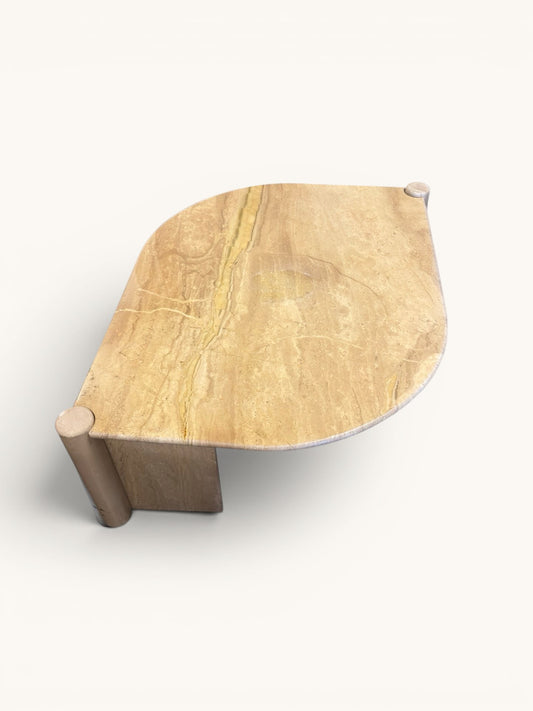 Vintage Italiaanse travertin salontafel