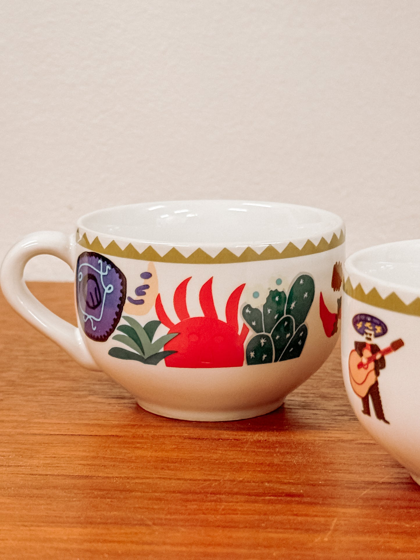 Set van 2 vintage jaren 90 Mexico stijl koffiekopjes