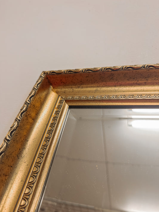 Vintage XL facet geslepen spiegel met gouden lijst