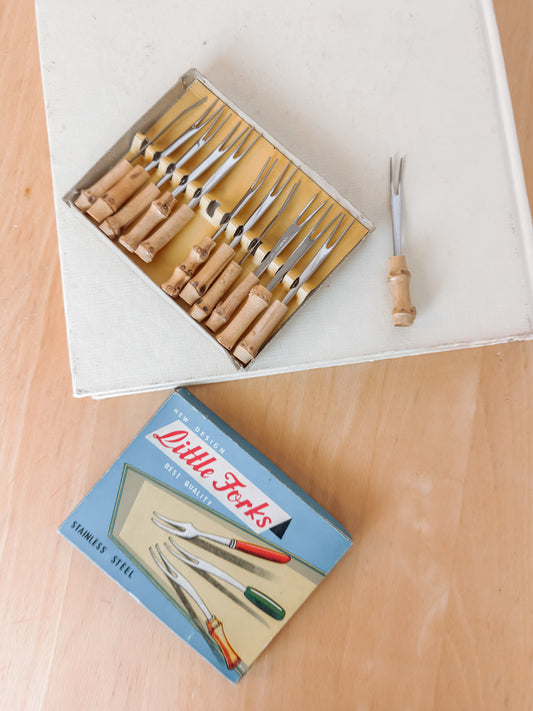 Vintage little-forks set jaren 50 bamboe