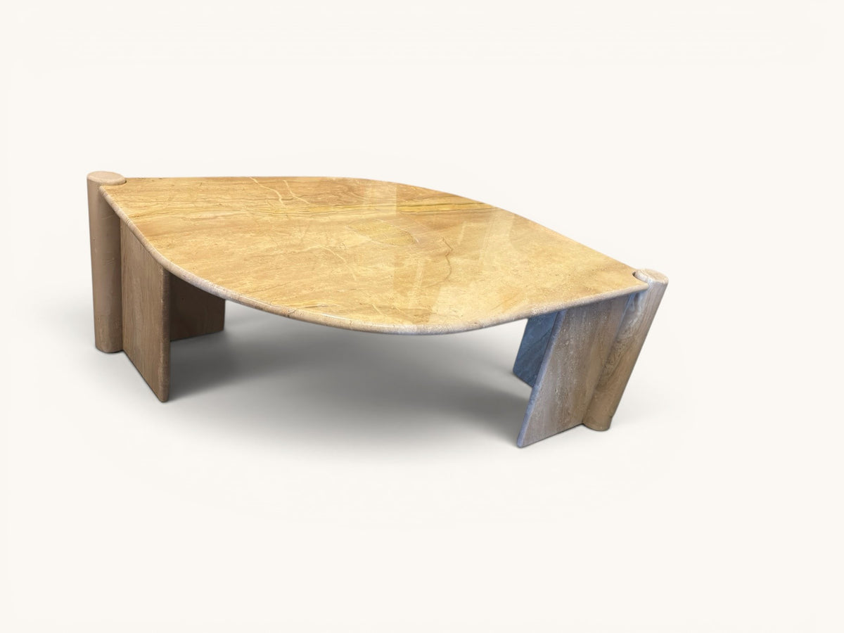 Vintage Italiaanse travertin salontafel