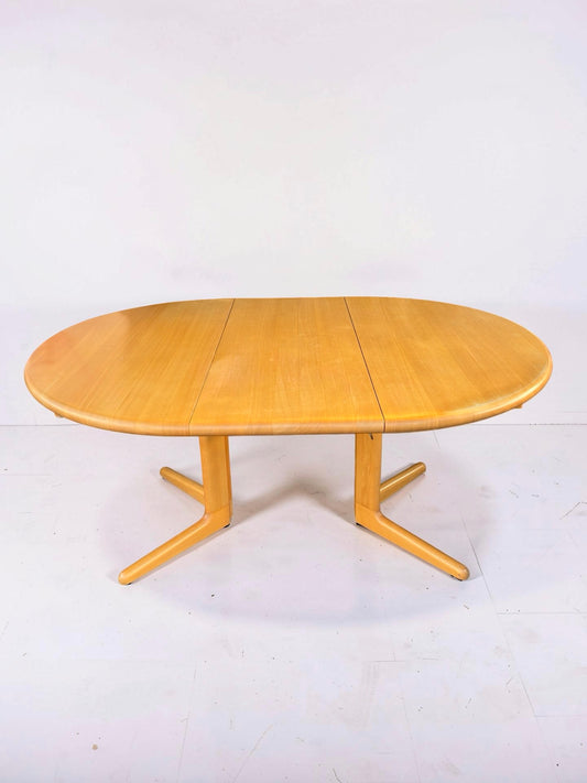 Vintage Deense uitschuifbare ronde eettafel