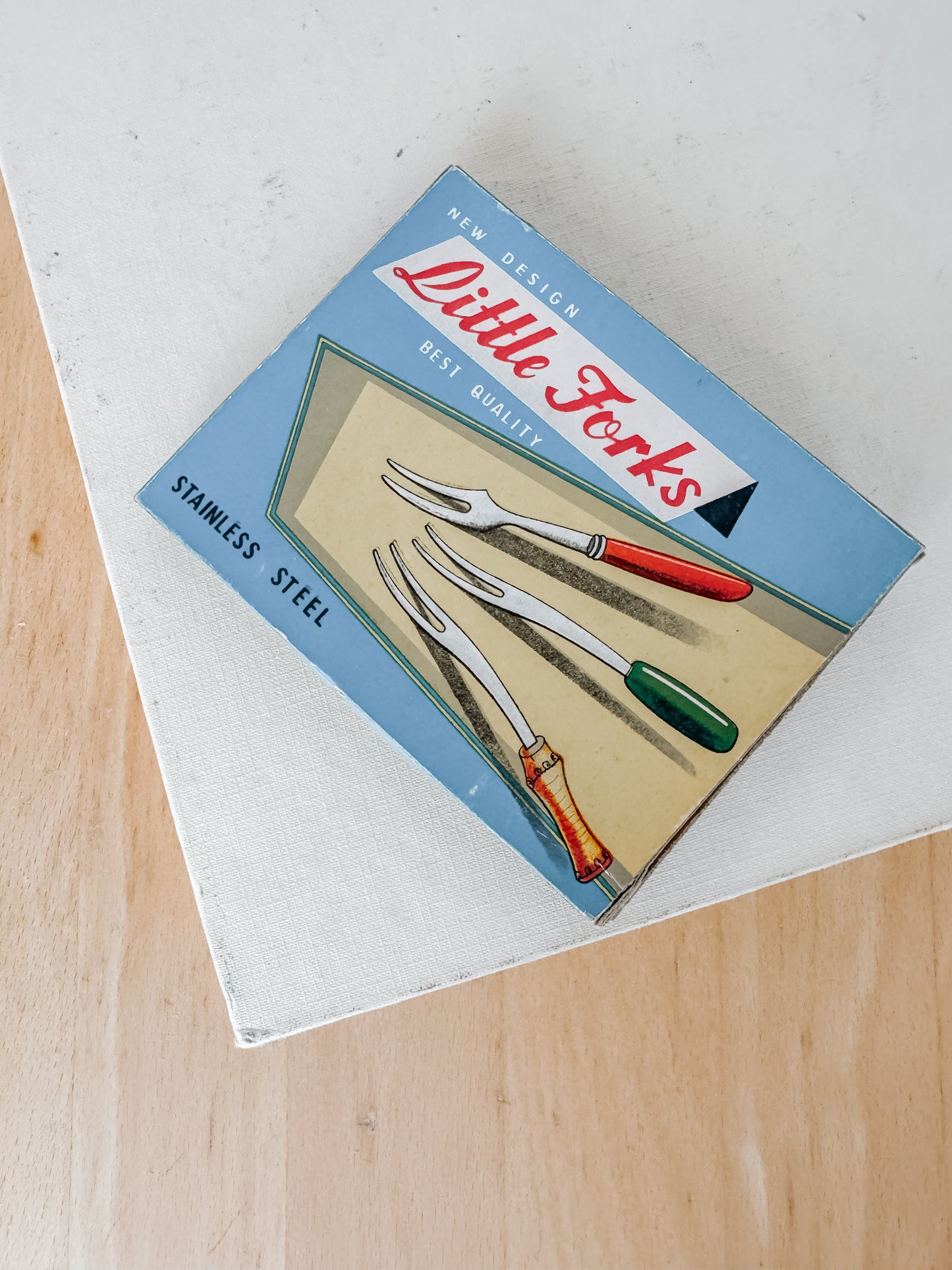 Vintage little forks set 1950s bamboo