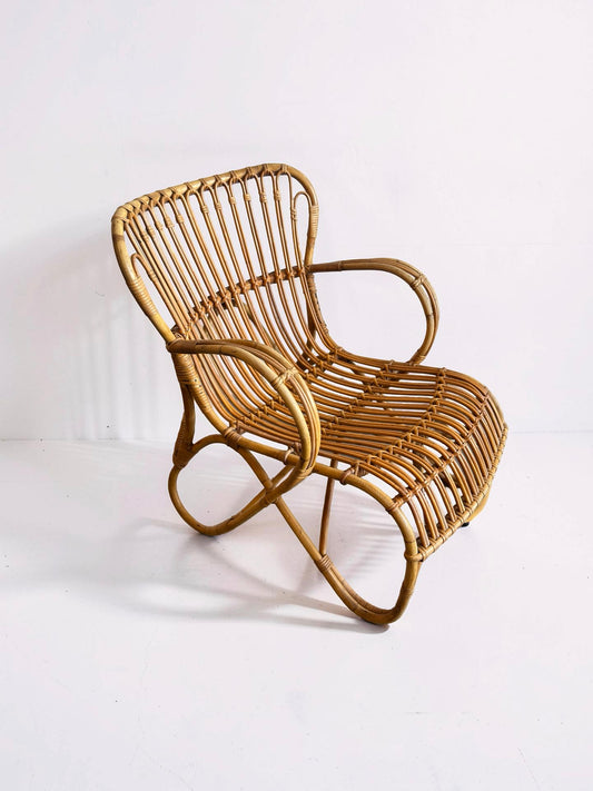 Rotan lounge stoel van Dirk van Sliedregt voor Rohé, jaren 60