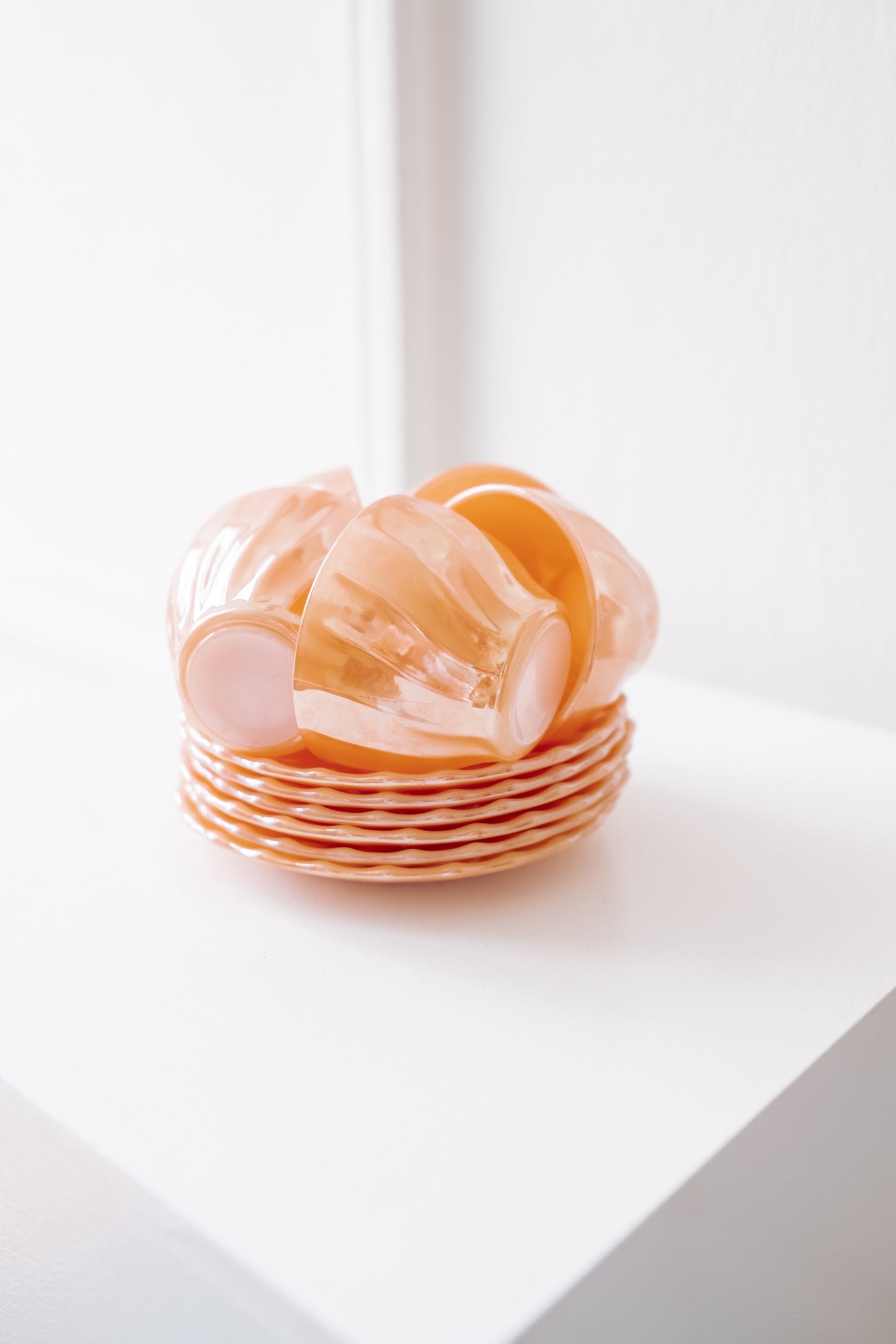 5 Anchor Hocking “Fire King” espresso cups + saucers