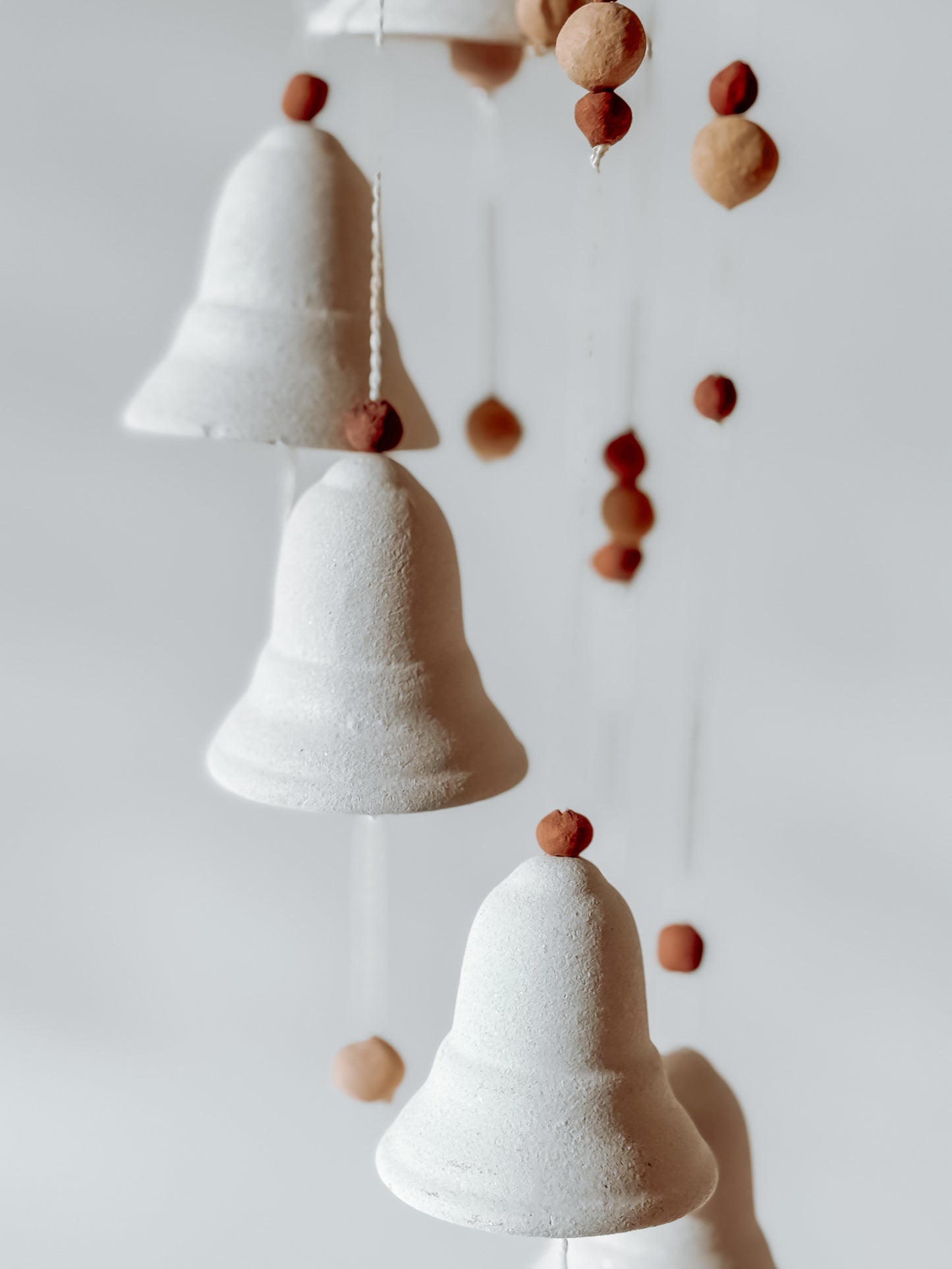 Keramieken windgong klein - vintage handgemaakte hanger - 54cm