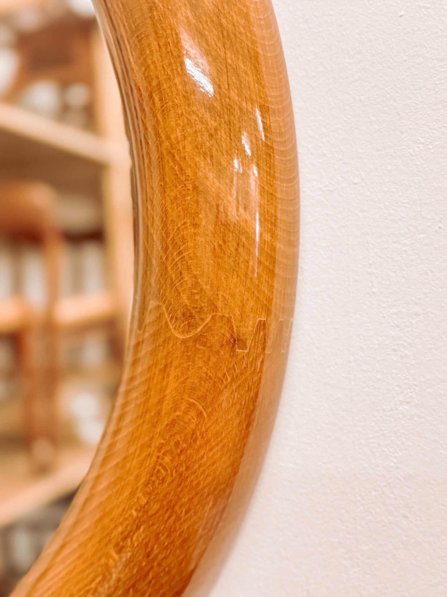 Deense ronde houten spiegel