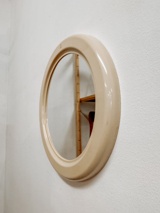 Vintage ronde spiegel met witte rand