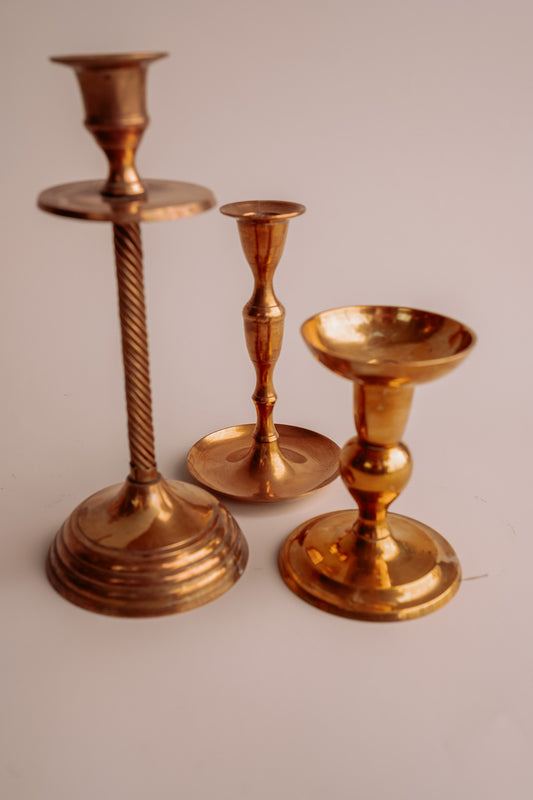 Vintage brass candlesticks set