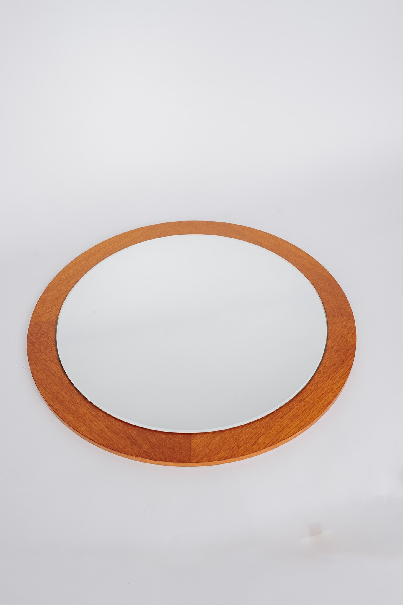 Ronde teak fineer XL spiegel