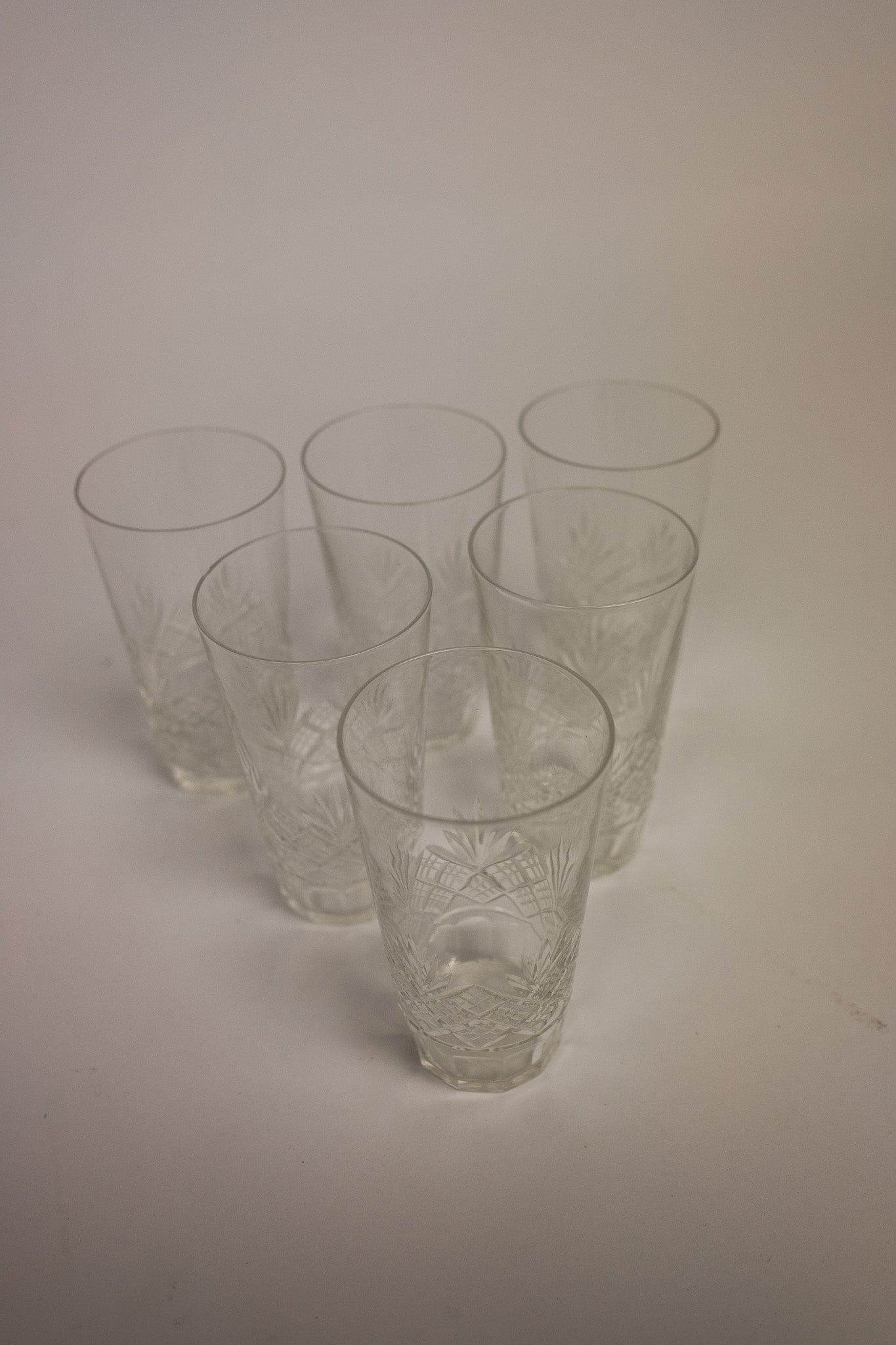 Set van 6 kristallen limonade/waterglazen met 4 bijpassende shotglaasjes