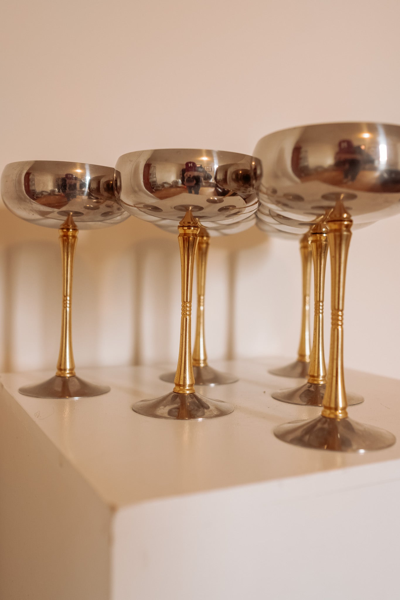 Set of 6 silver Italian coupes