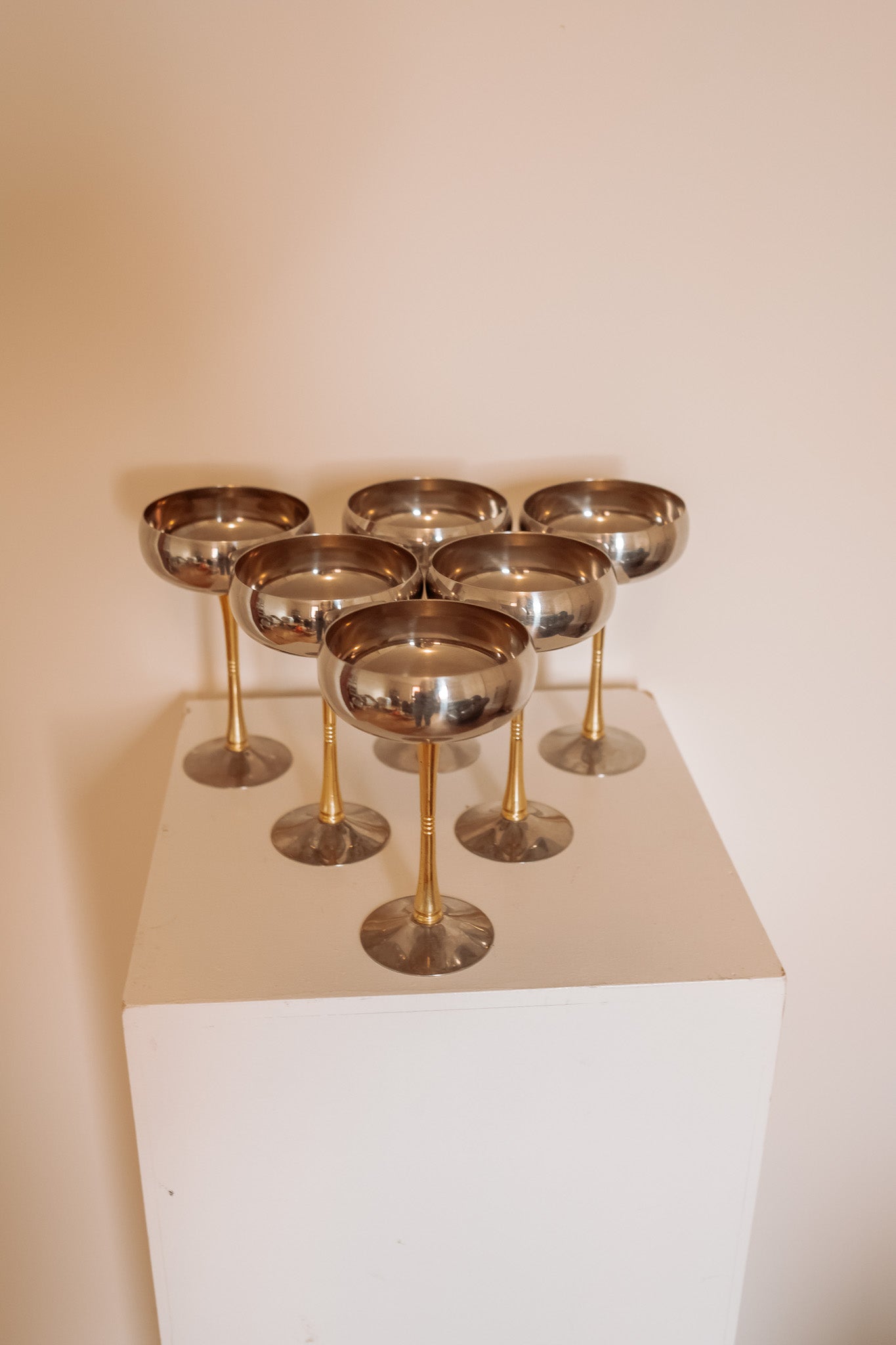 Set of 6 silver Italian coupes